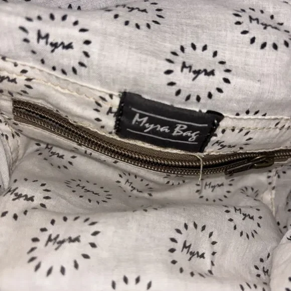 Myra 1930 Classic Messenger Bag Purse Leather Cowhide Canvas Boho Bag Cow Y2K - Picture 5 of 6